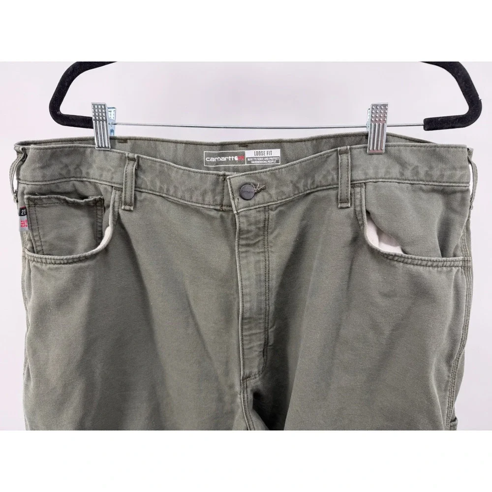 Carhartt FR Flame Resistant Loose Fit Work Pants‎ Khaki Green Mens 42x34